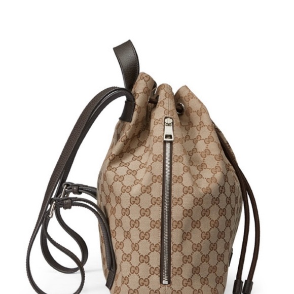 *Rare Find* Gucci GG Drawstring Closure Backpack Brown Canvas - Picture 4 of 8